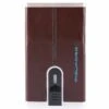 Piquadro Estuche Cuadrado Azul Para Tarjetas De Crédito De Cuero RFID 6 Cm